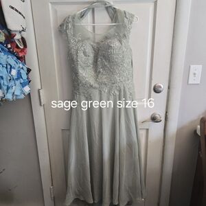 Elegant Sage Green Lace Dress